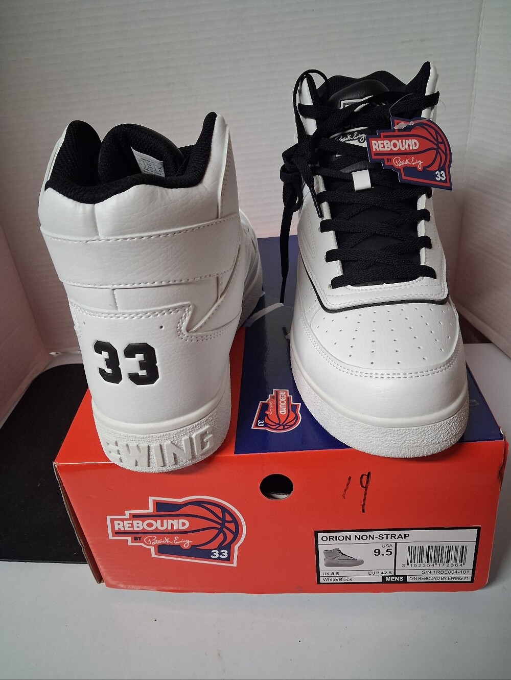 Patrick Ewing Rebound Orion Non-Strap White/Black Sz 9.5 New in box